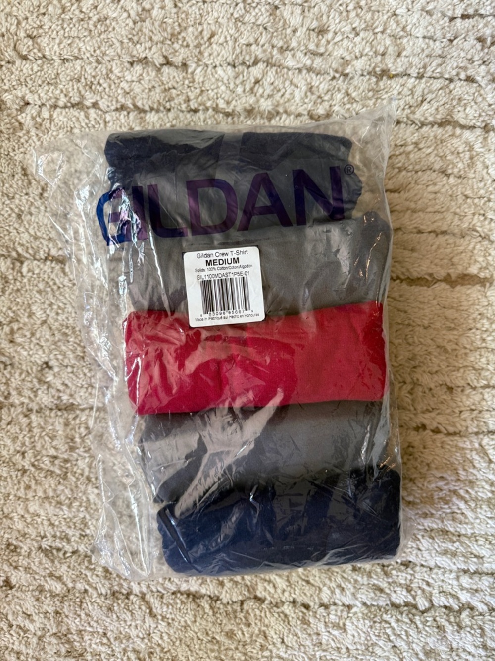 New Gildan Crew T-Shirt Pack - Navy, Gray, Red size Medium